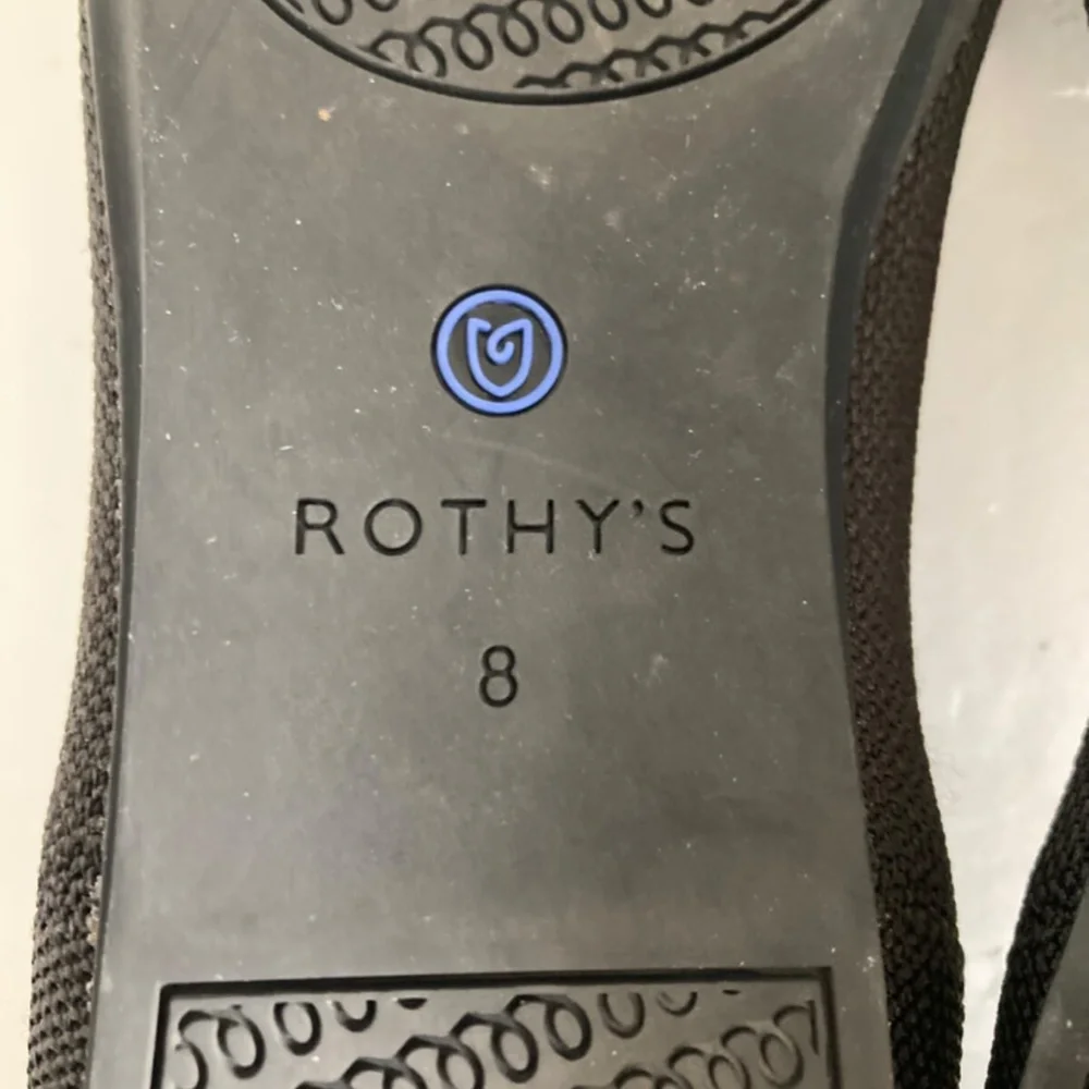 Rothy's Women Shoes The Flat Slip-On Round Toe Classic Black Ballet Flat 8 EUC